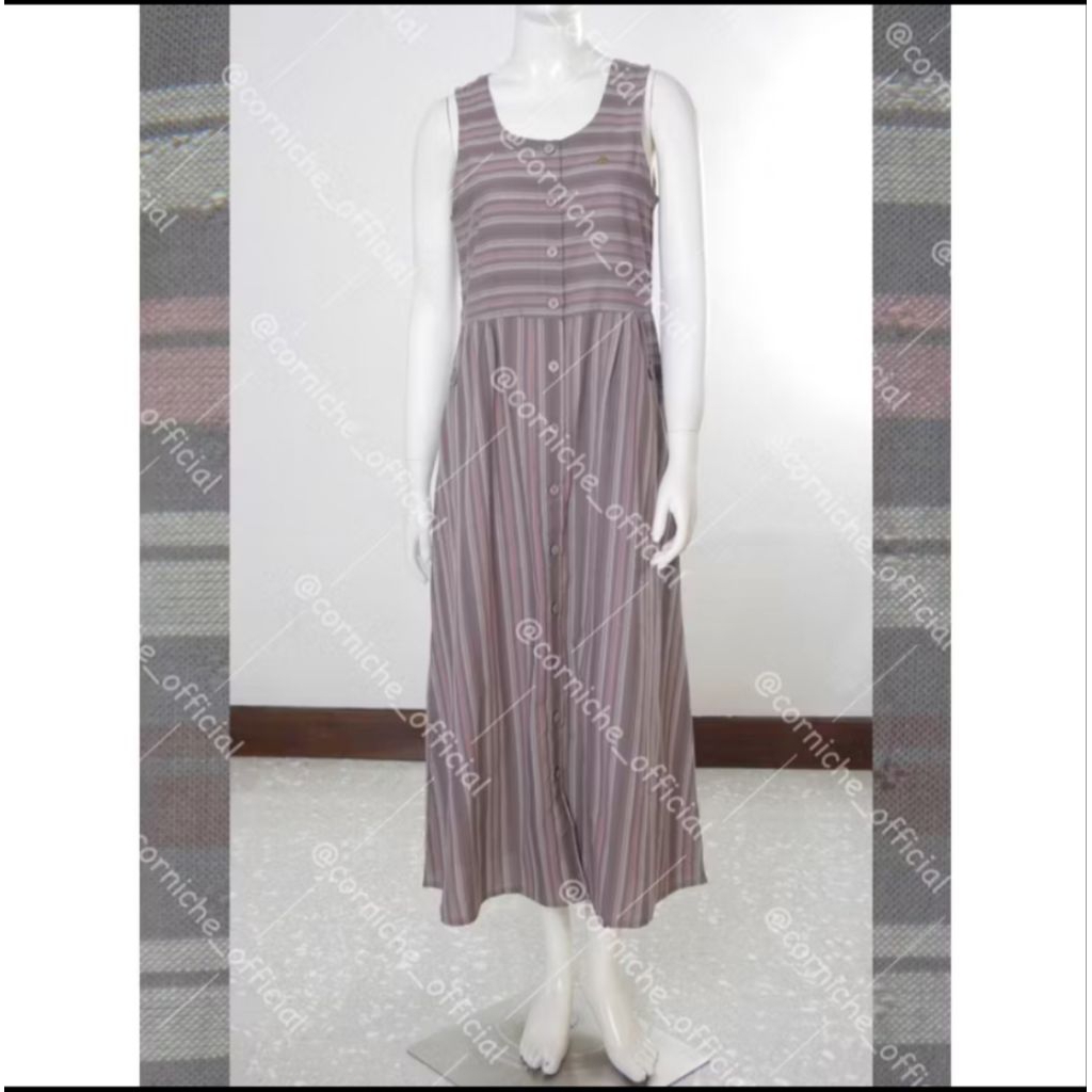 Shena Brown Overall Dress - CORNICHE, Pakaian Wanita