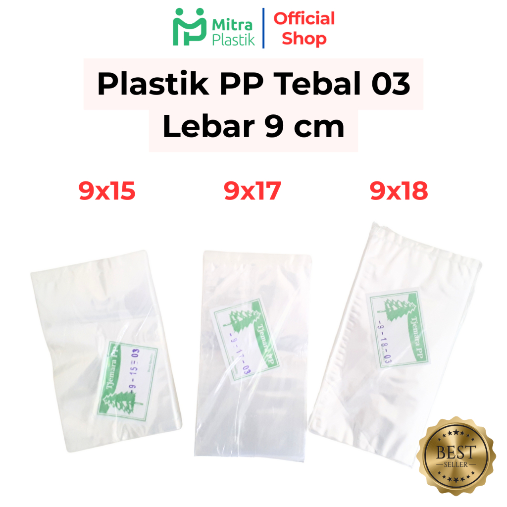 Plastik PP Lebar 9 Tebal 03 9x15 9x17 9x18 Kantong Plastik Bening Transparan