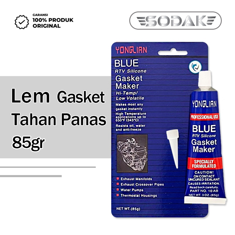 85gr Lem Gasket Biru / Lem Paking Perpak / Lem Mesin Motor Silicone Tahan Panas