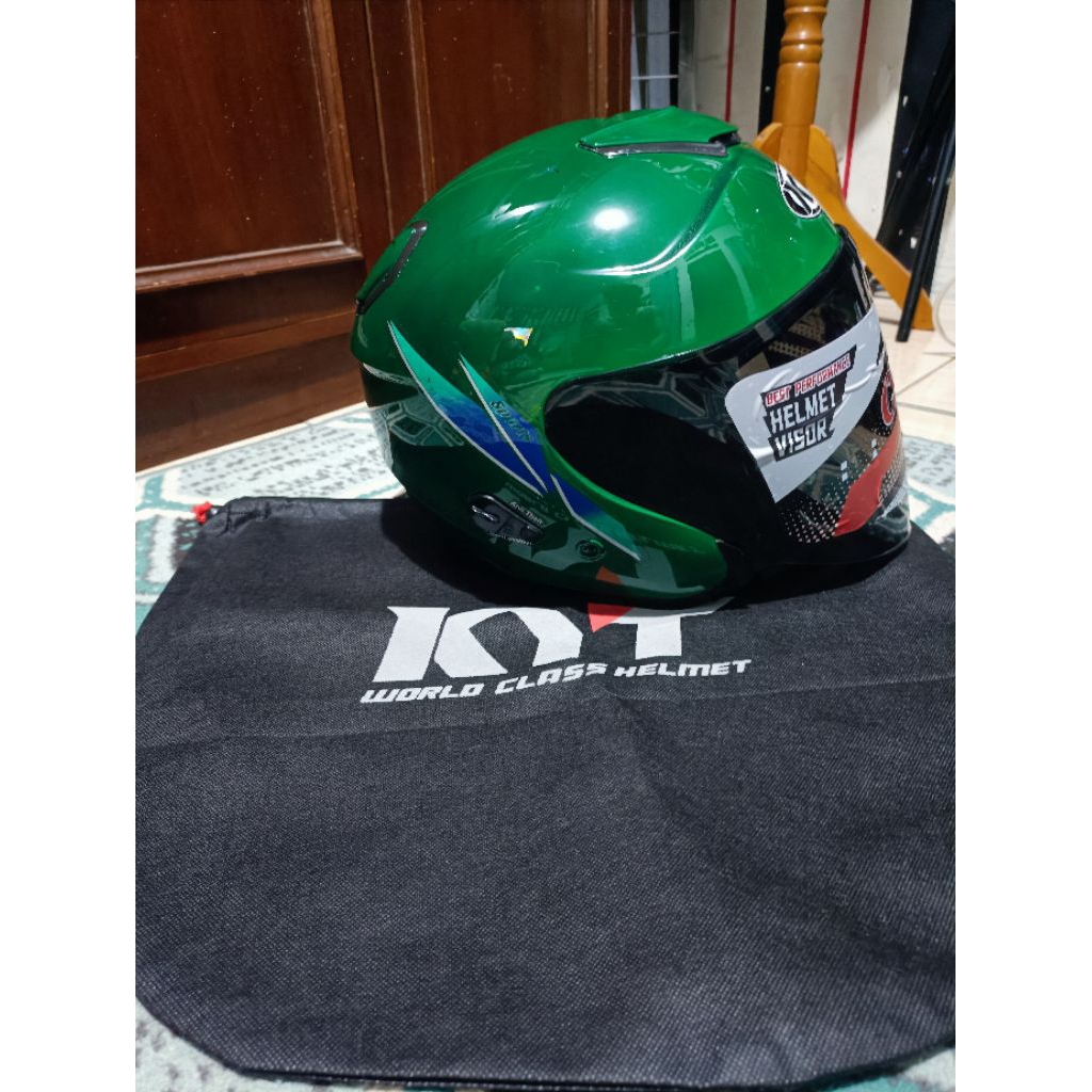 Helm Half Face Kyt Kyoto Original Size L masuk repaint free spoiler baru