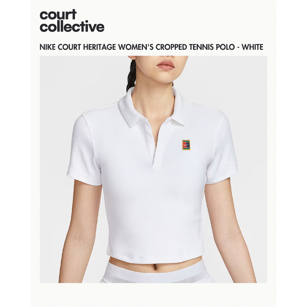 Nike Court Heritage Women's Short-Sleeve Cropped Tennis Polo - White