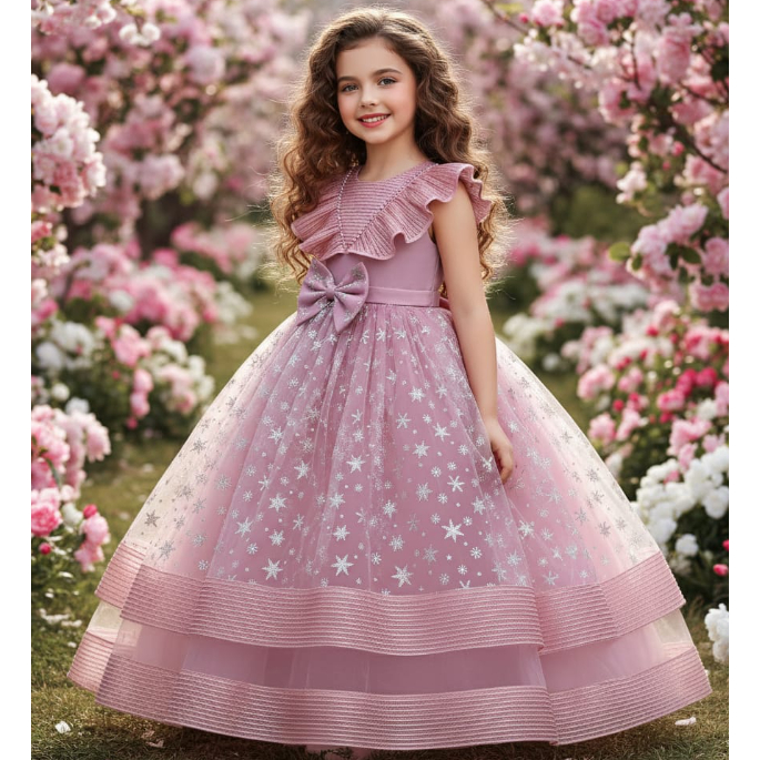 TZ-2025-Gaun  natal anak dress natal anak baju natal anak gaun kembang anak gaun mewah gaun payet dr