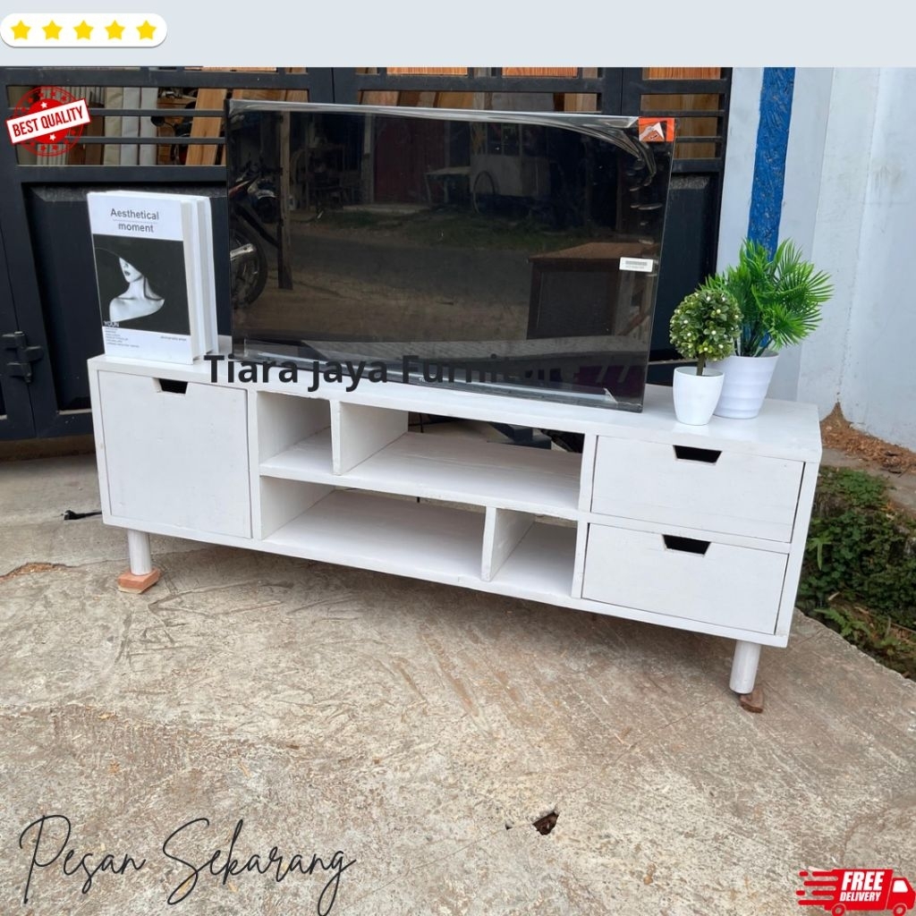 meja tv minimalis kayu mahoni 120cm