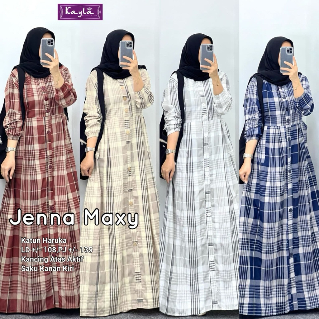 COD= NO CANCEL• Jenna Maxy by Kayla• Maxi Dress Katun Haruka Best Seller