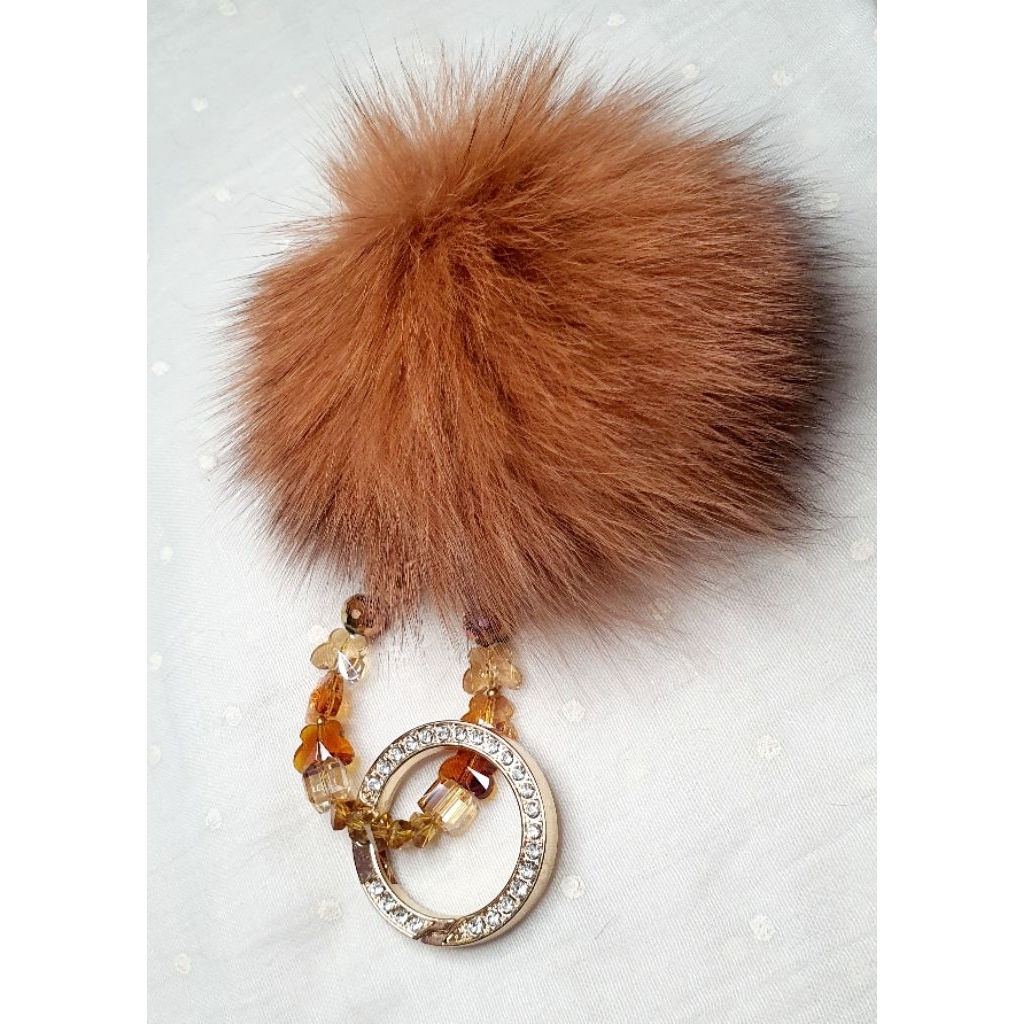 Keychain/bag charm - FUR Caramel mix Beads