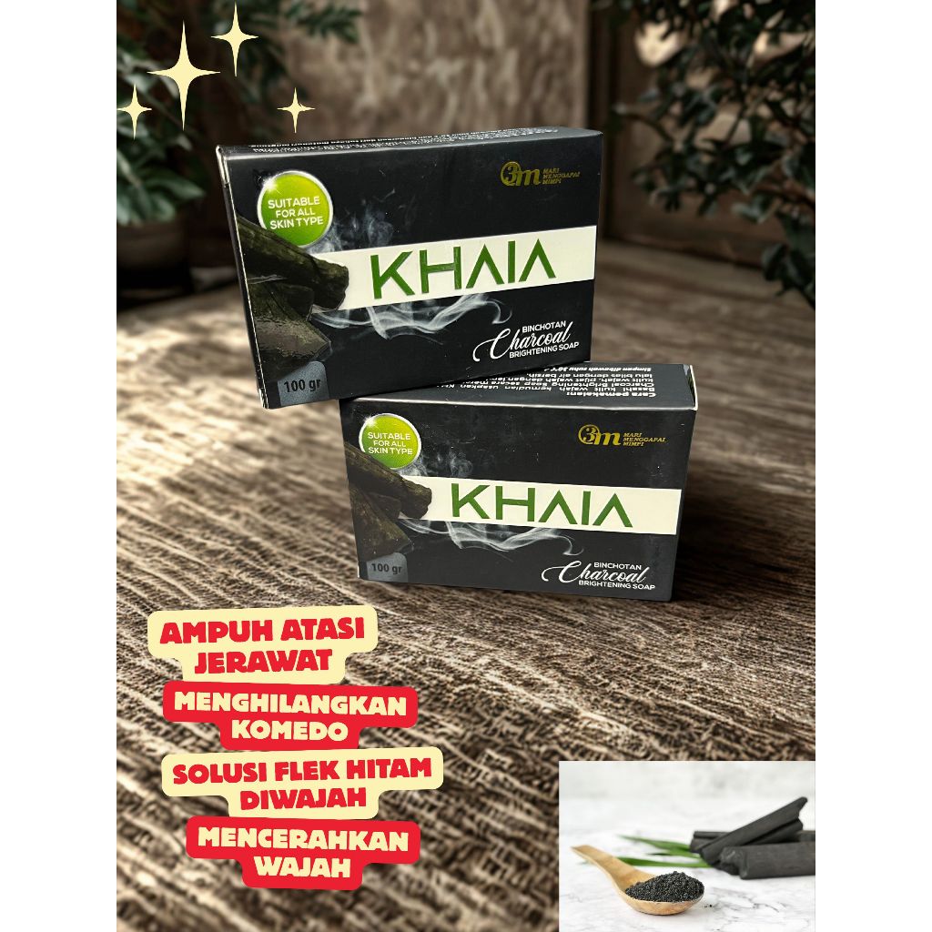 KHAIA Skincare Binchotan Charcoal Brightening Soap Sabun arang putih