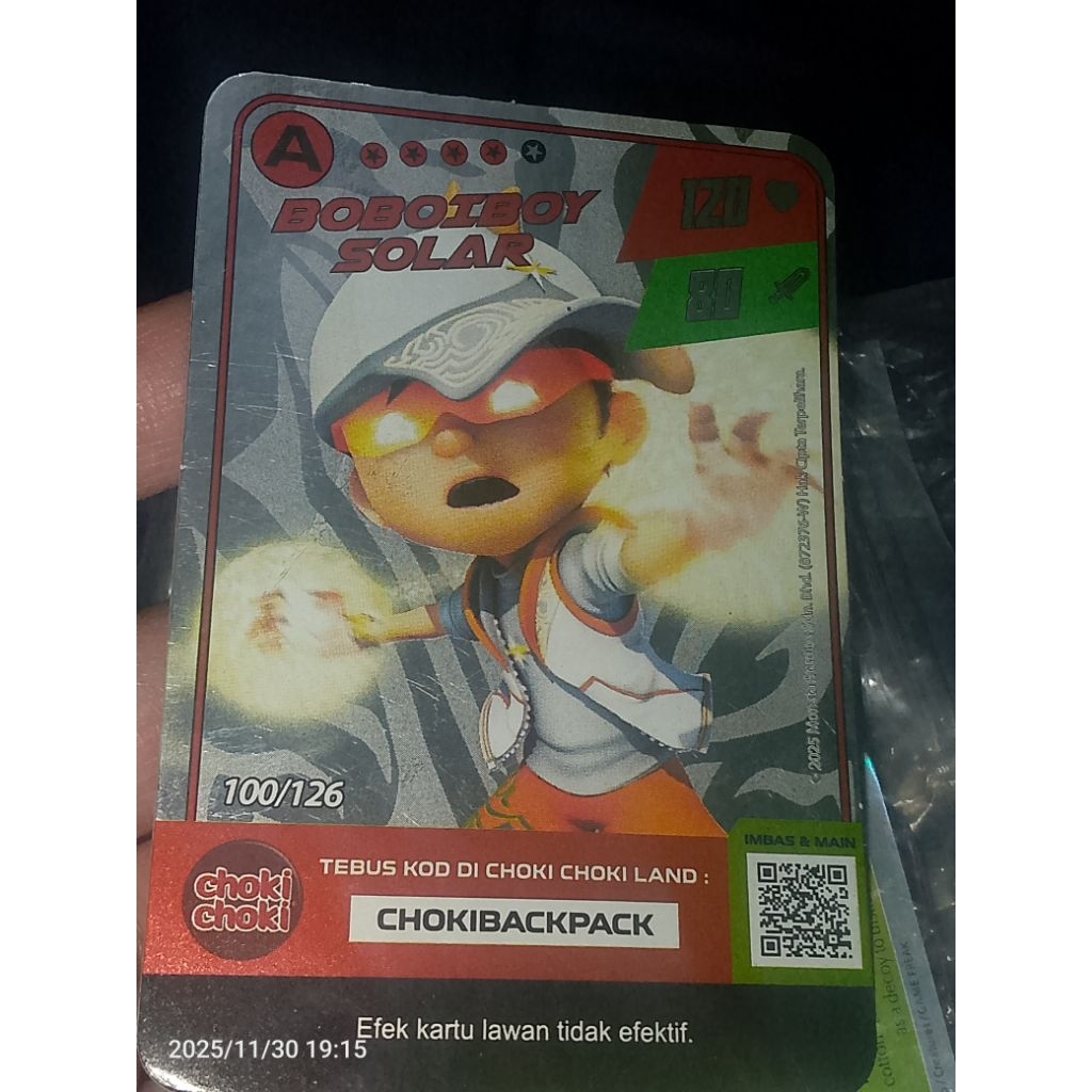Monsta Galaxy Card, 100/126 Boboiboy Solar