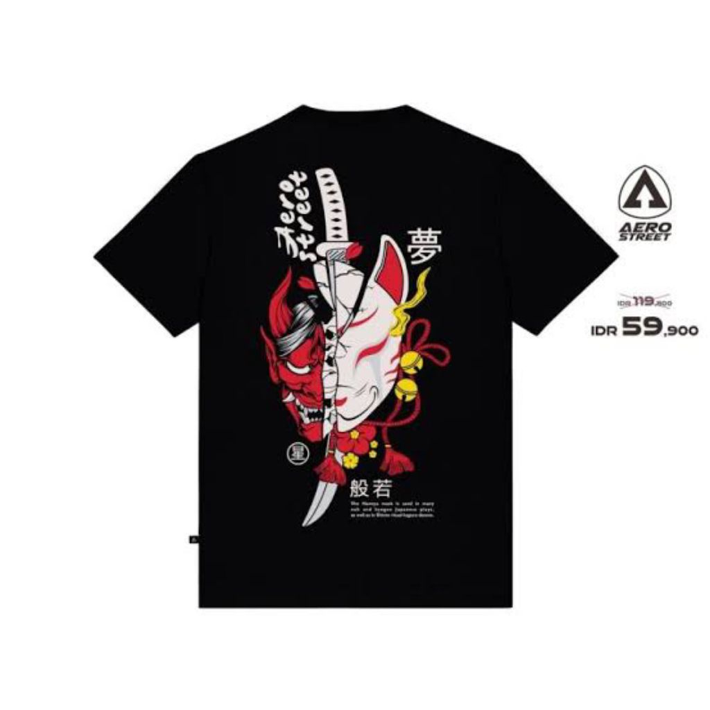 Aerostreet T-shirt Hannya Kitsune Black