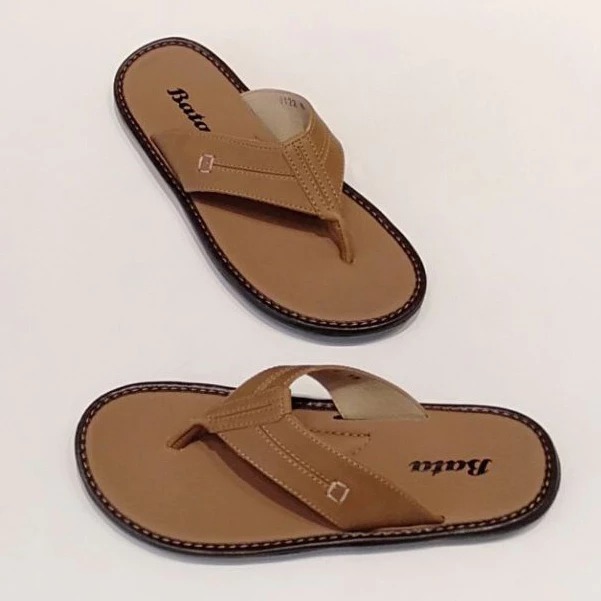 Sandal Bata Original 100% Sendal Pria Model Jepit Kekinian Warna Tan