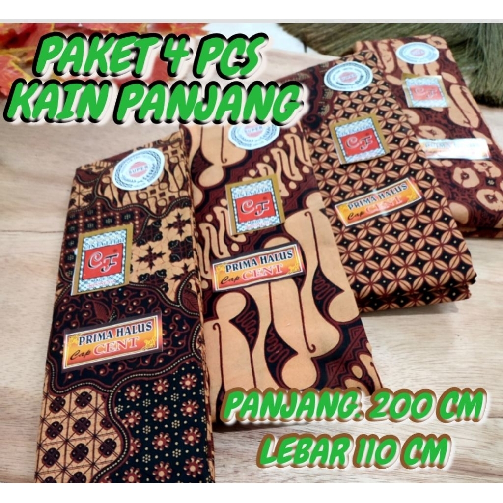 Kain Batik Panjang Paket 4 pcs , Jarik Panjang , Kain Panjang Persalinan, Jarik Ukuran 200x110 cm Bi