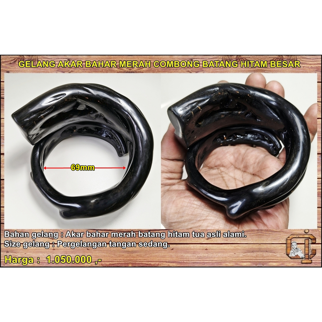 Gelang akar bahar merah combong batang hitam besar asli alami.