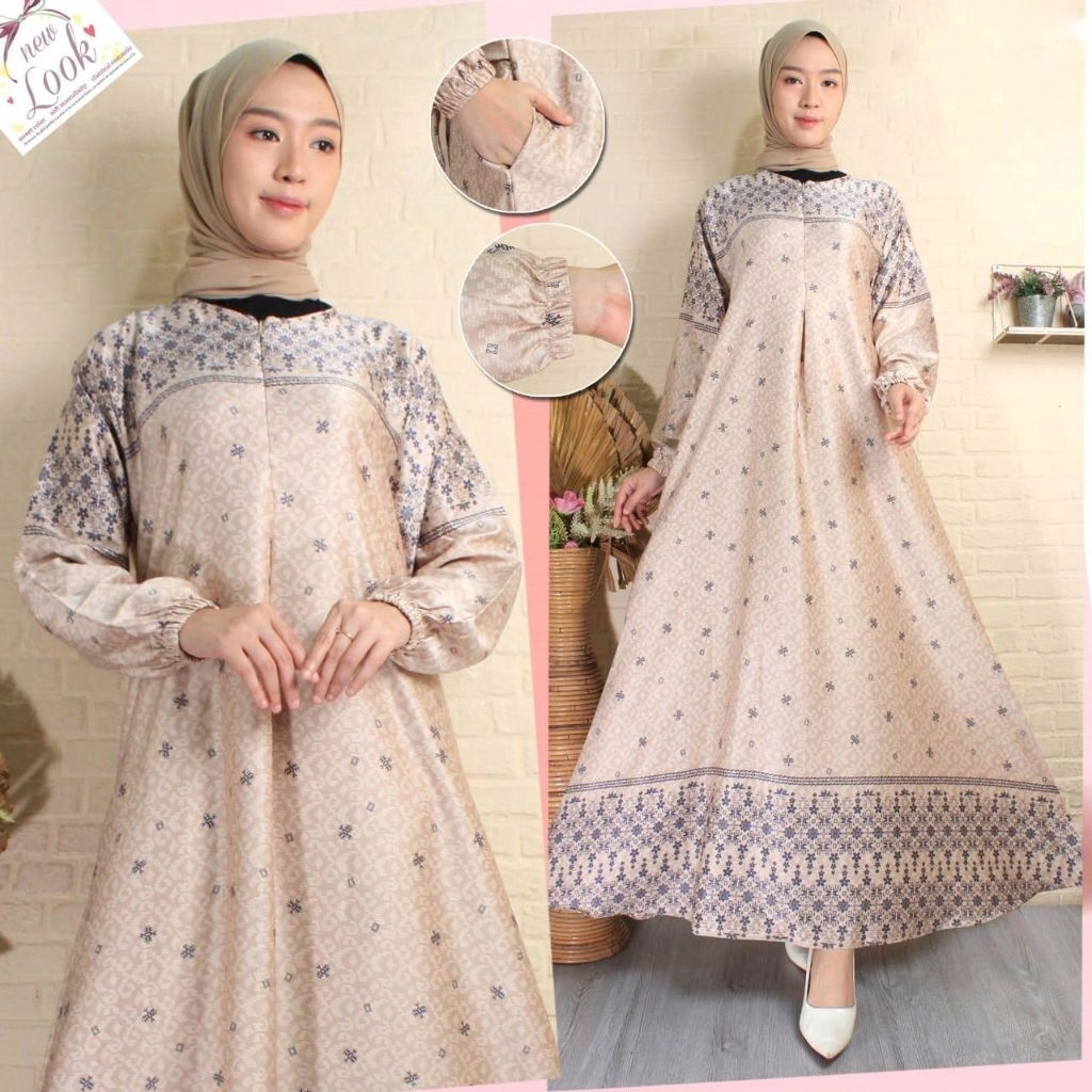 Baju Gamis Silk Premium Dress Kondangan Simple dan Elegan