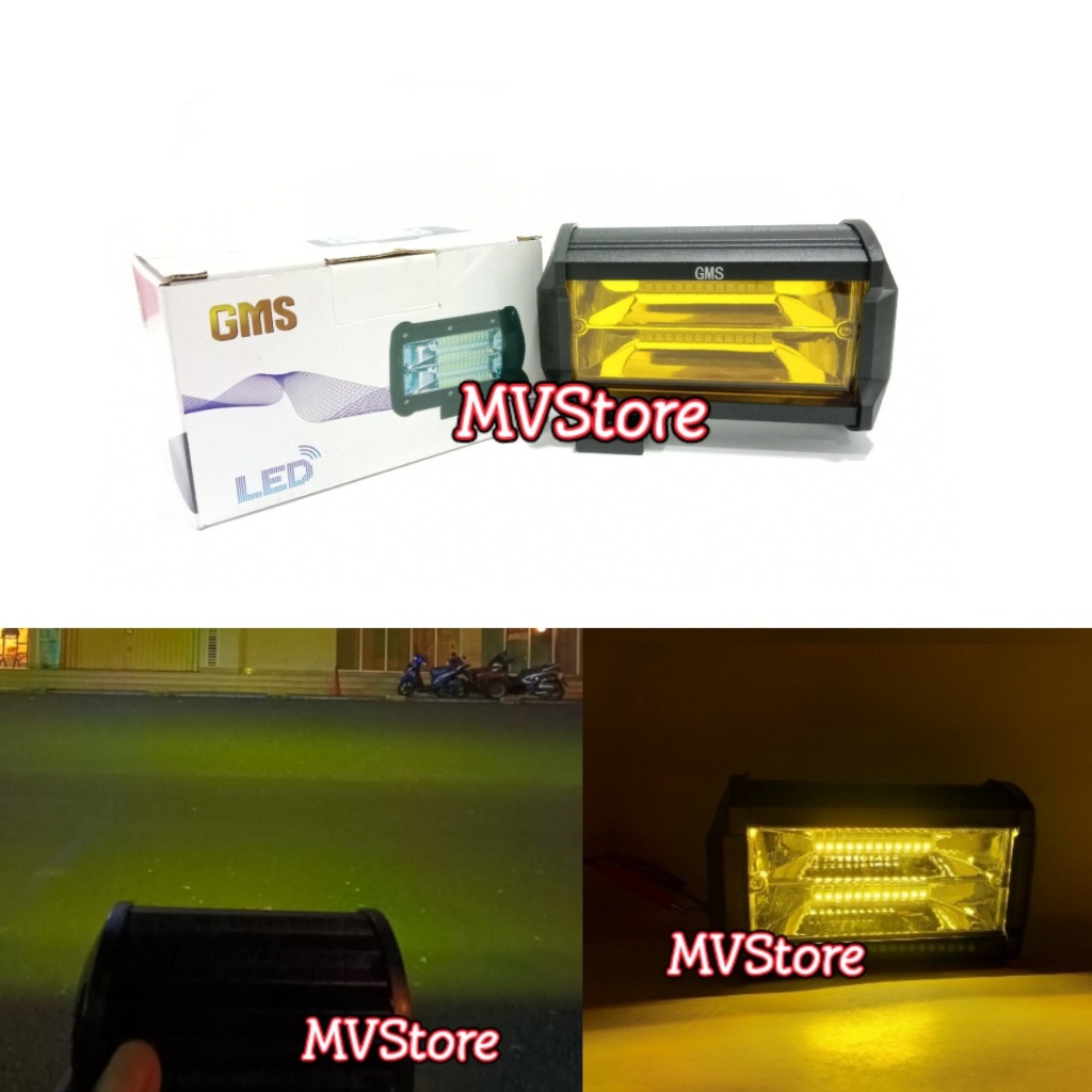 GMS Lampu Tembak Sorot Led 24 Mata Cree Kuning Lampu Tembak Led Motor Mobil 12 -24 Volt