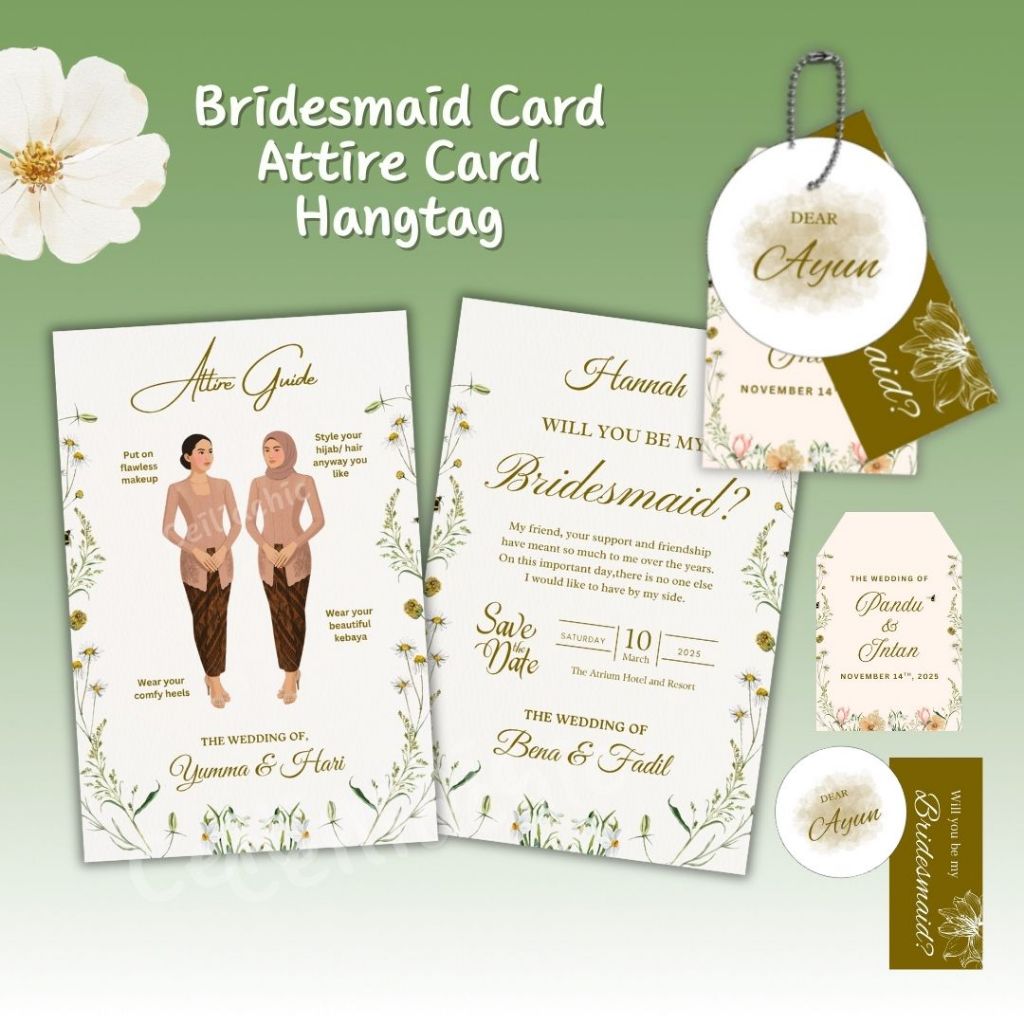 Aesthetic Bridesmaid Card / Attire Guide Card / Kartu Bridesmaid