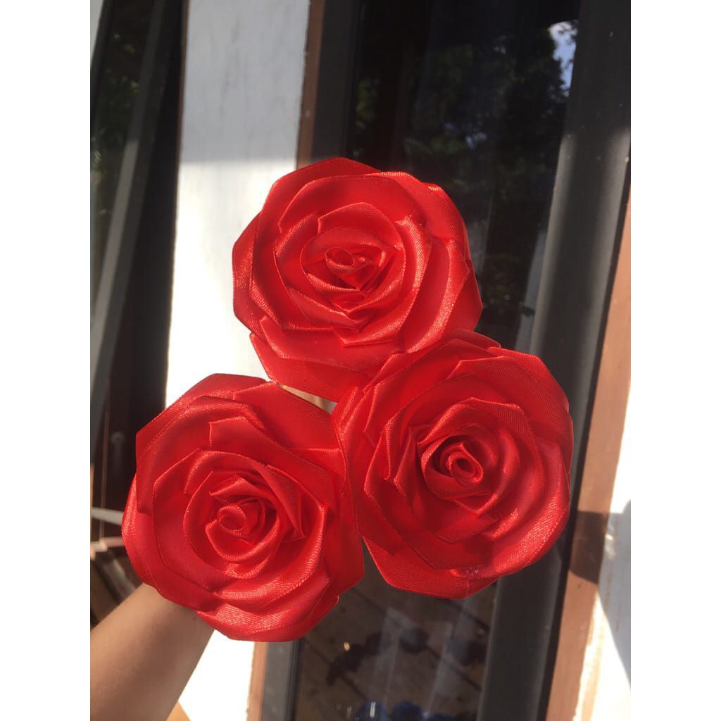 BUNGA PITA SATIN/PITA SATIN GLITER/BUNGA MAWAR SATIN GLITER/bunga mawar