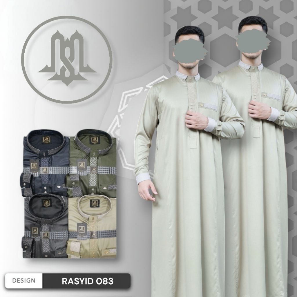 Best Seller | Jubah Al Raz Premium Pria "Rasyid" Bordir Manset Kerah Kemeja | Gamis Muslim Dewasa Sa