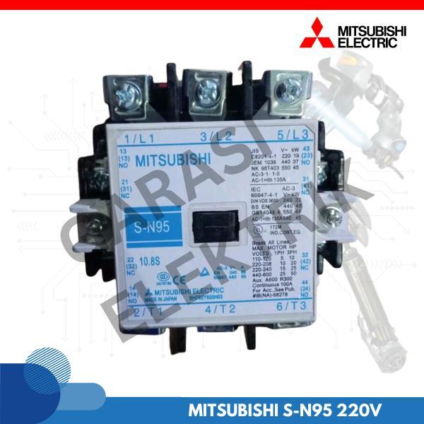 MITSUBISHI SN 95 220V kontaktor mitsubishi tipe : S-N95 AC1 : 105A AC3 : 95A KW : 45kw koil : 220 vo