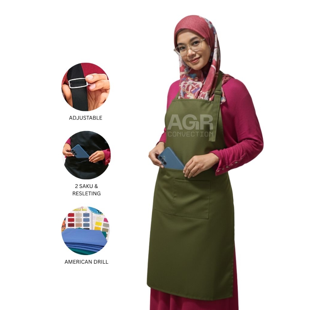apron/apron hijau army/apron kitchen/apron barista/apron barbershop/apron masak/apron celemek/celeme