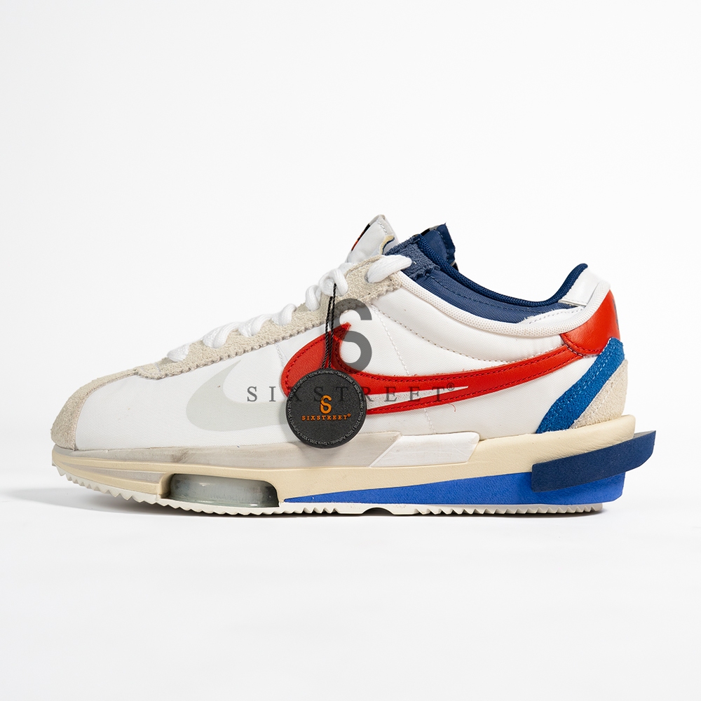 NIKE Cortez x Sacai White Uni Red Blue DQ0581100 ( 100% Authentic )