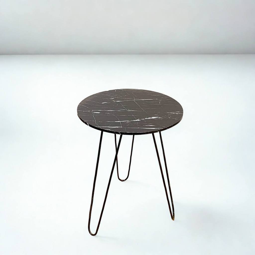 Meja Bulat Minimalis Kaki Besi