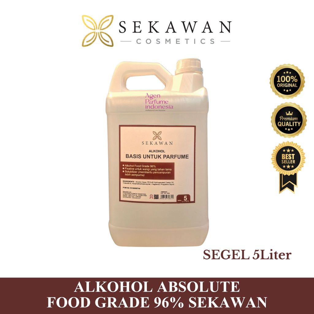 ALKOHOL ABSOLUTE FOOD GRADE 96% PREMIUM  By SEKAWAN Segel 5 Liter