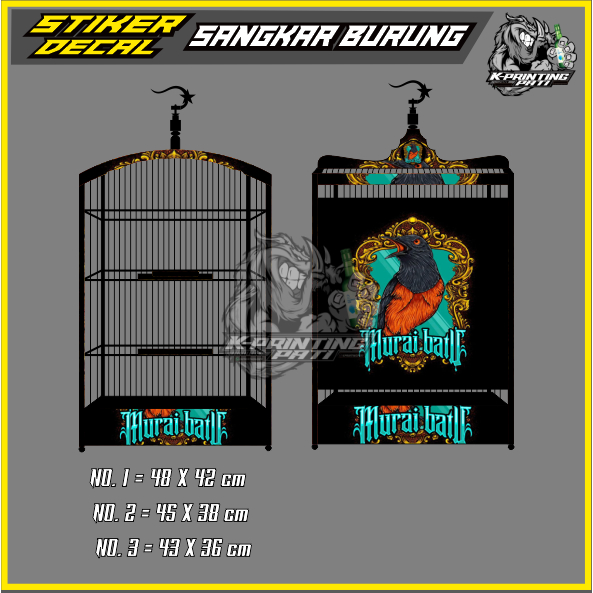 Stiker Decal Sangkar Burung Murai Batu Kurungan Manuk Kotak Anti Air Tahan Lama