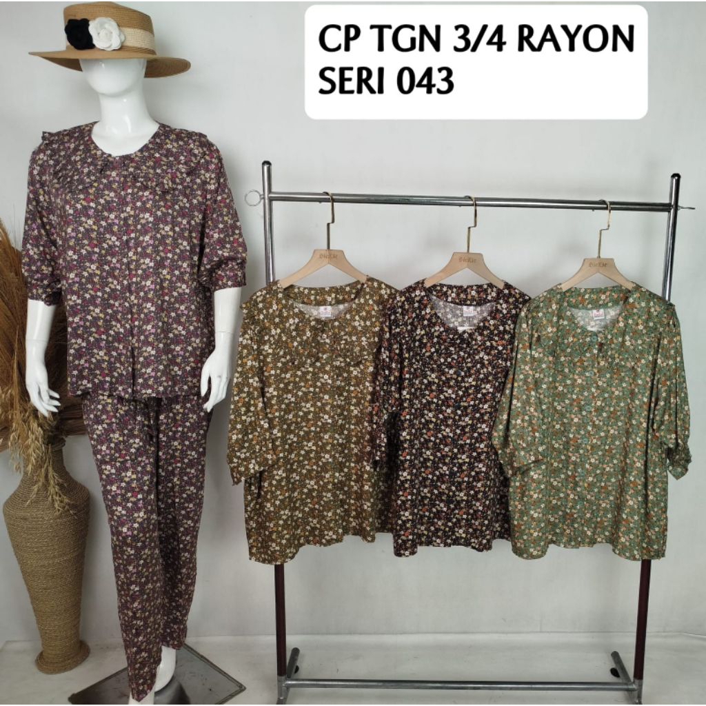 SIELIE CP & CP L 3/4 | STANDAR & JUMBO BAJU TIDUR RAYON MOTIF ADEM