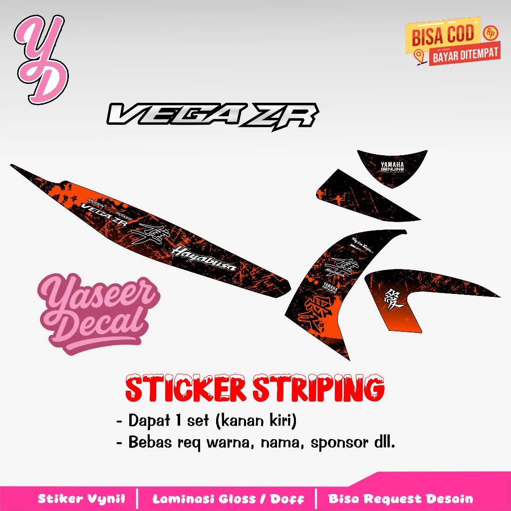 Striping Vega ZR - Stiker Sticker Striping Variasi Lis Yamaha Vega ZR - Striping Hologram Vega ZR Ha