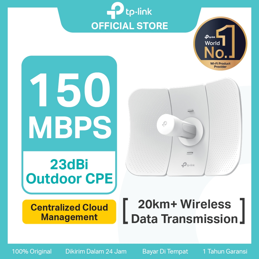 TP-Link CPE605 | 5GHz 150Mbps Outdoor CPE | 23dBi | Pharos | 20km Wireless | IP65 Tahan Cuaca | P-to