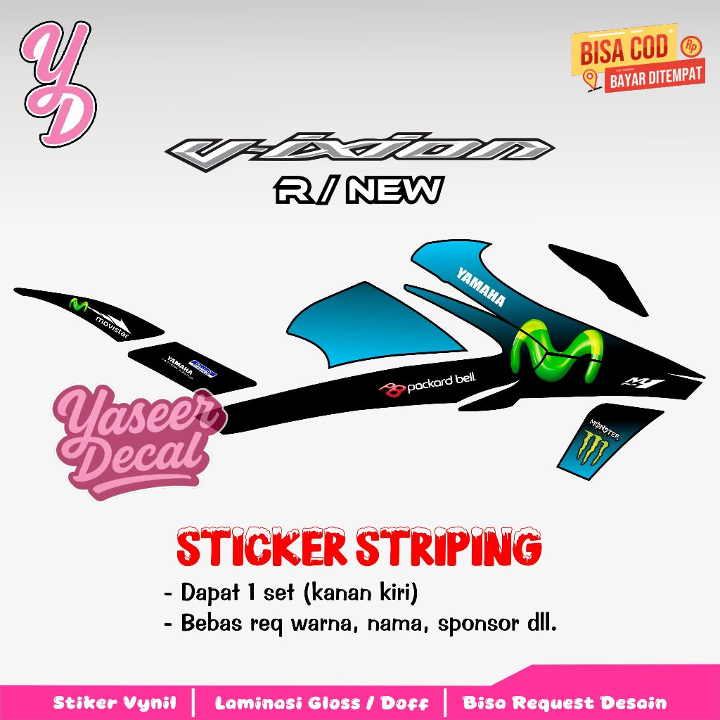 Striping Vixion R- Stiker Sticker Striping Variasi Yamaha Vixion R - Striping Hologram Vixion R Movi
