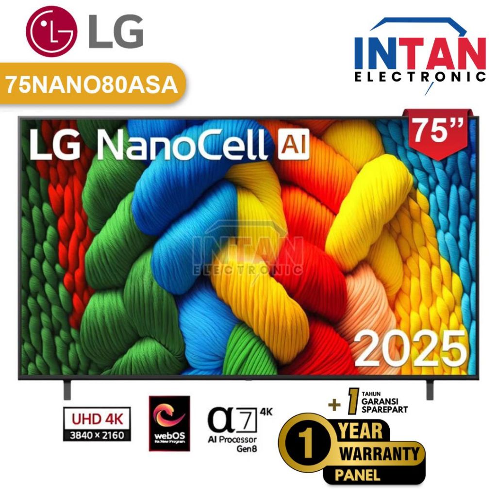 LG SMART TV 75 INCH NANOCELL 75NANO80ASA AI NANO80 MAGIC REMOTE 75NANO80 NEW 2025 MEDAN
