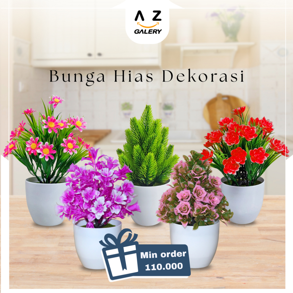 Bunga Hias Dekorasi Akasia Mawar Daisy Mix Artificial Flower Pajangan Hiasan Plastik PBP-PUTIH
