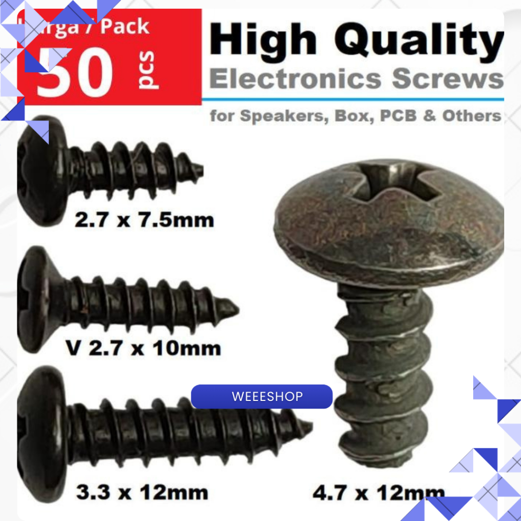 Grosir Sekrup Hitam M3 M4 M5 PH #4 #6 #10 – Sekrup Speaker Box Heatsink IC Mur Baja