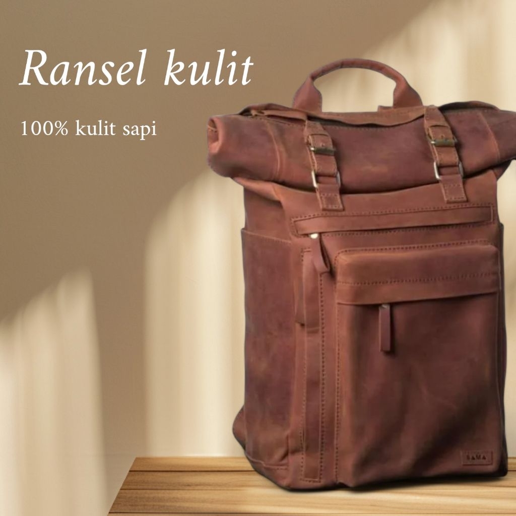ransel kulit sapi pria  backpacker jumbo
