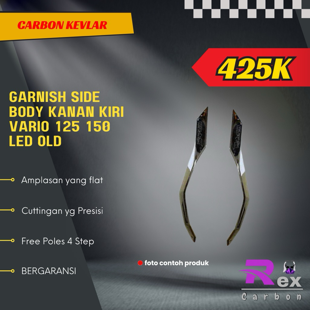 Garnish Side Body Kanan Kiri Vario 125 150 Led Old Carbon Kevlar Karbon Fiber