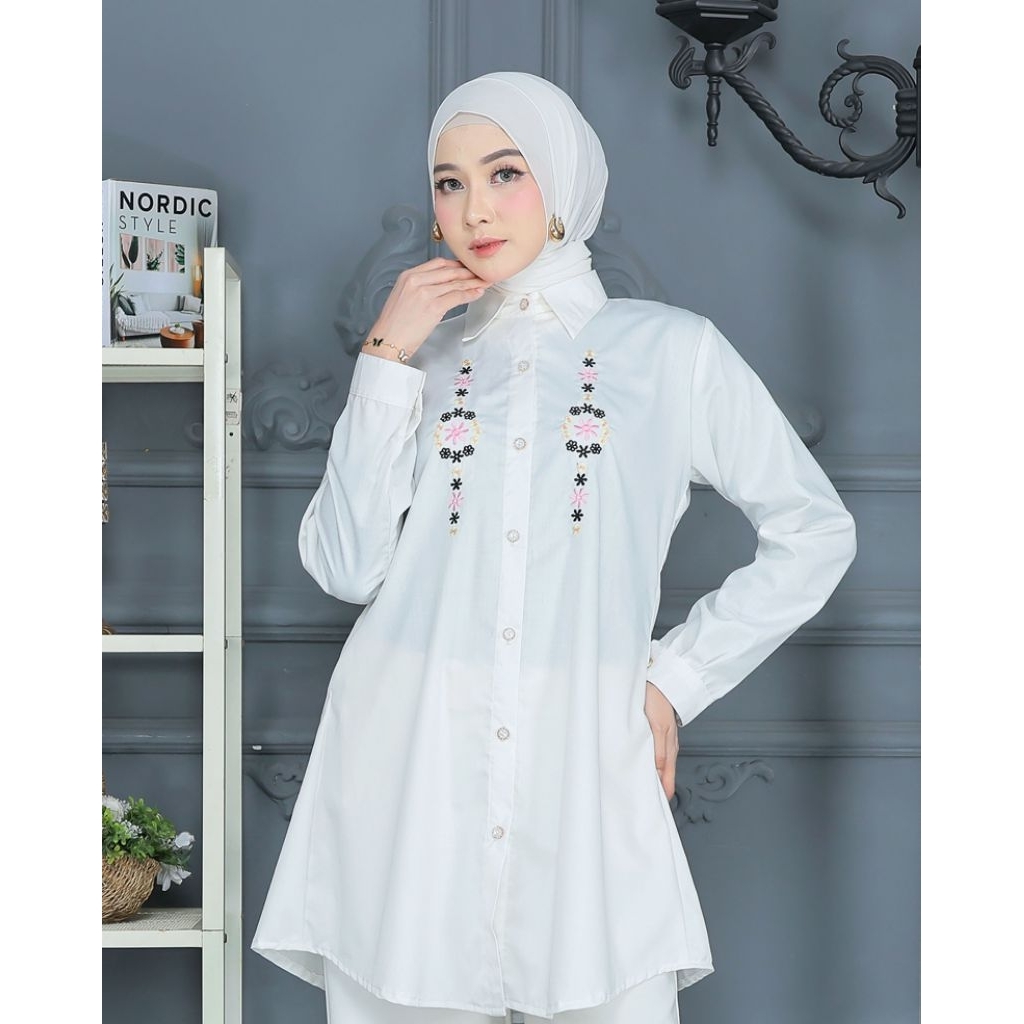 Tunik Hasela Bordir Katun Toyobo Pakaian Wanita Muslim Terbaru