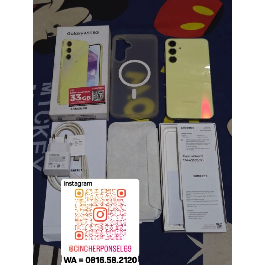 Jual hp bekas samsung A55 12/256 5G likeNEW istimewa grns aktif free ADAPTOR dan case