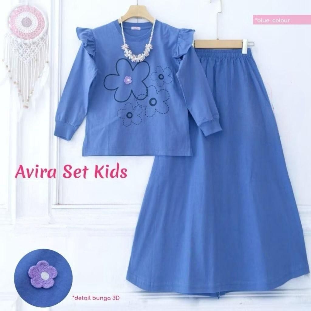 AVIRA SET KIDS ( 7 TAHUN - 15 TAHUN ) ROK CARGO CRINCLE PRINTING // SETELAN AVIRA // ONESET KEKINIAN