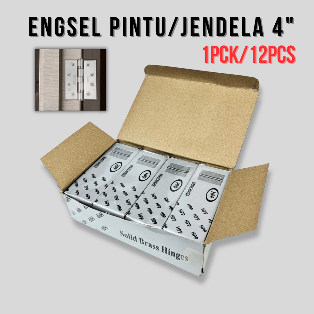 1PCK/12 Set HPP Engsel Pintu Jendela Rumah 4" inch Stainless/Engsel Tebal/Ensel Aluminium Anti Karat