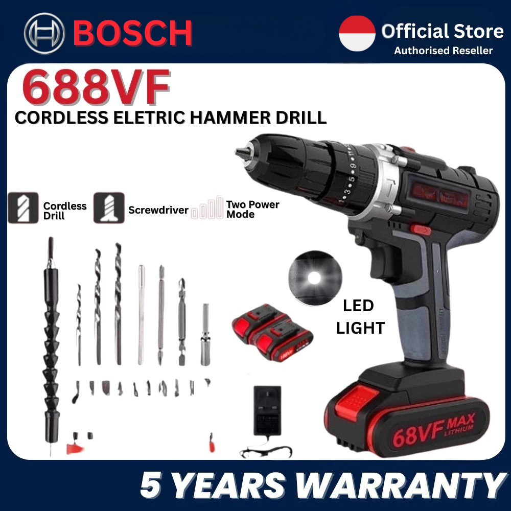 BOSCH 688VF Mesin Bor Baterai Tangan Cordless Drill Battery Impact Drill Cordless Electric Drill Imp