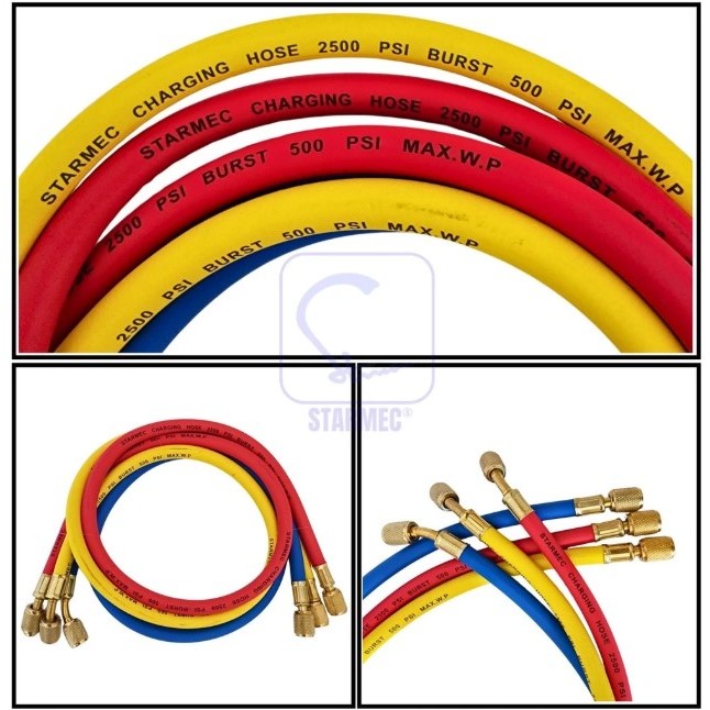 SELANG MANIFOLD Panjang 90 CM SLANG alat PENGISIAN tambah PREON Mobil Kulkas R22 R134a ECER / 1 PCS 