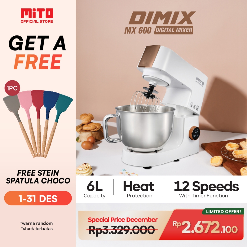 MITO Stand Mixer MX600 DIMIX Pengadon adonan kue 6L