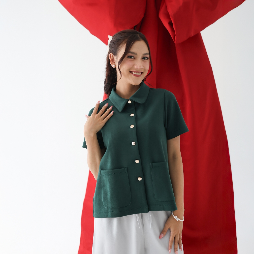 ULTRAVIOLET Jiah Structured Top 370 (2 Warna) - Baju Atasan Wanita Korean Style Natal Gereja Holiday