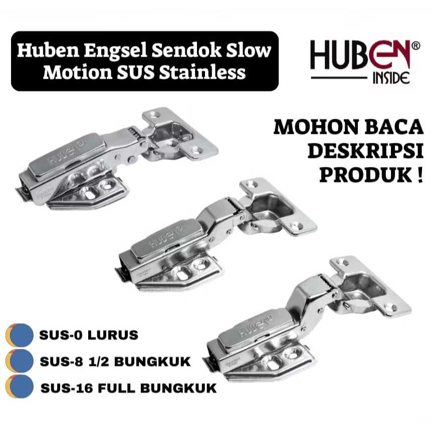 (HARGA SEPASANG) HUBEN Engsel FULL BUNGKUK stainless steel engsel sendok slow motion