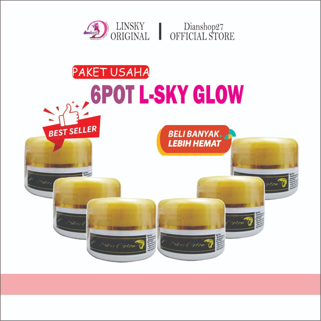 (PAKET USAHA 6pot) L-SKY GLOW Bundling Hemat /L-sky glow / Linsky Ori pencerah wajah ampuh dalam 7ha