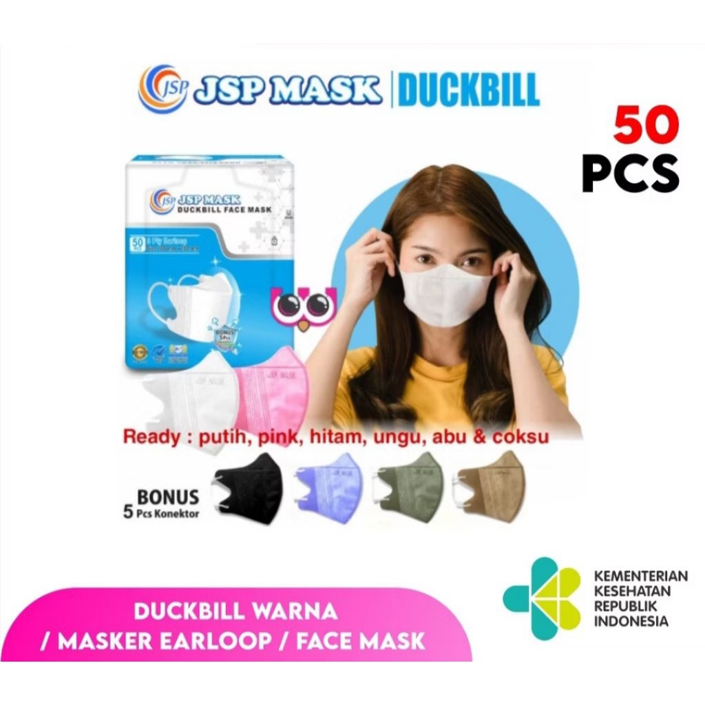 CODE WS MASKER DUCKBILL JSP 3 PLY WARNA ISI 50 PCS