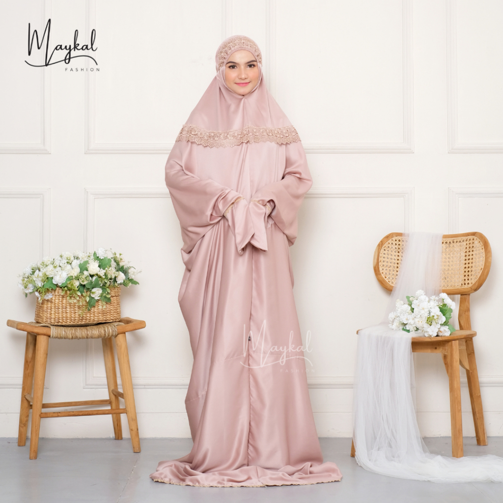 Maykal - Mukena Terusan Dewasa Mewah Renda Khadijah Sutra velvet