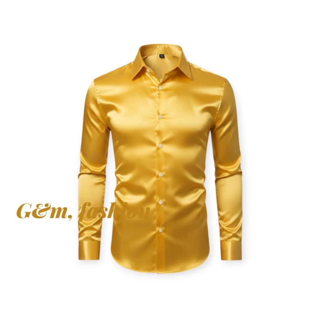 Kemeja pria satin kondangan lamaran wisuda,(lapisan full puring)