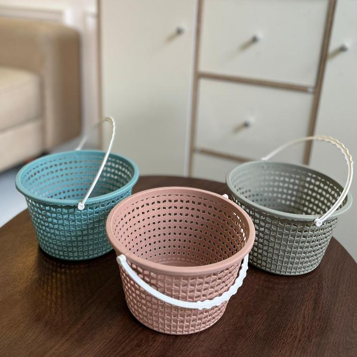 Keranjang Jinjing Bulat Plastik/ Tempat Sabun Hantaran/ Parcel Wadah Serbaguna Tebal ada gantungan