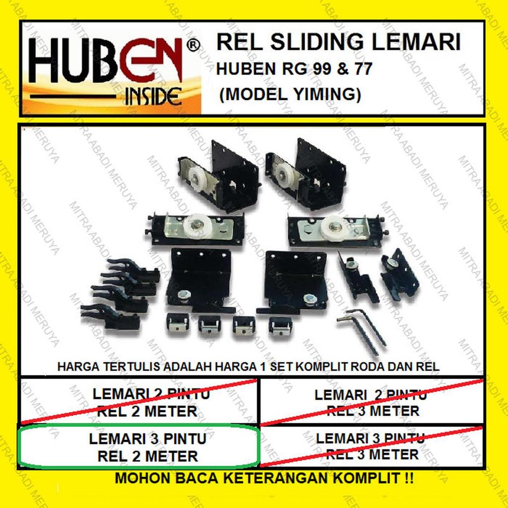 Huben RG99 RG77 3 Pintu 2 Meter Rel sliding Lemari Rel Yiming Geser Lemari Set Roda Gantung Furnitur